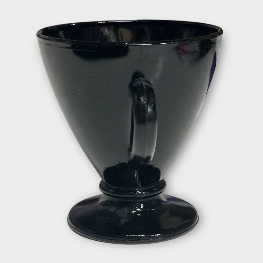 Hazel Atlas Ovide Black Open Sugar Bowl Double Handle Depression Glass 1930-1935